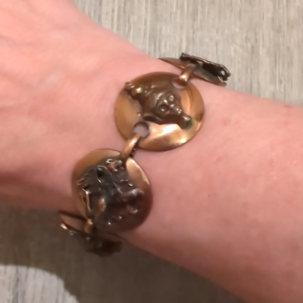 Vintage Copper Siam Griffin Link Bracelet 7